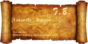 Takaró Barna névjegykártya